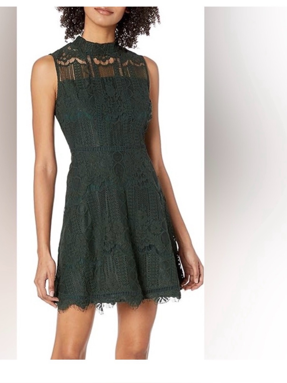 BB Dakota Forest Green Sleeveless Lace Mini Dress